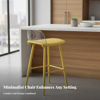 Nordic design Transparent Highrear Stool Modern Minimalist Design Clear rear High Stool Built-in Footrest Counter Chair Armless for Homeowners, Business Owners, Interior Decorators, Bar, Coffee Shop, Cafe, Restaurant