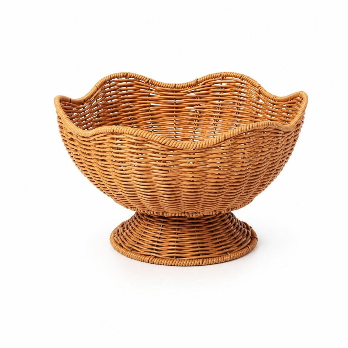 Imitation rattan Basket with Pedestal Handwoven Imitation rattanFruit Basket Round Bowl for Dining Table