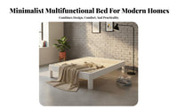 Lowlow-height Bed Frame Headboard-Less Lowlow-height Slatted Frame Minimalist Design Bedroom Furniture for Adults, Light Sleepers, Studio Flat, Guest Room