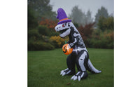 Inflatable Dinosaur with Pumpkin Built-in LED Lights Halloween Yard Decoration Inflatable for Garden