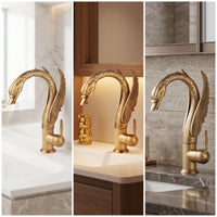 Swan Faucet Polished Single Handle Faucet Solid Brass Tap for Vanity