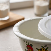 Enamel Mixing Bowl Set with Stainless Steel Rim, Thickened Design, Various Patterns