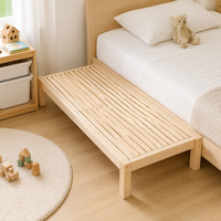 Bed Extension, Solid Beech Wood, Height-Adjustable Extension for Beds with Flat Base, For More Sleeping Space in Family Beds