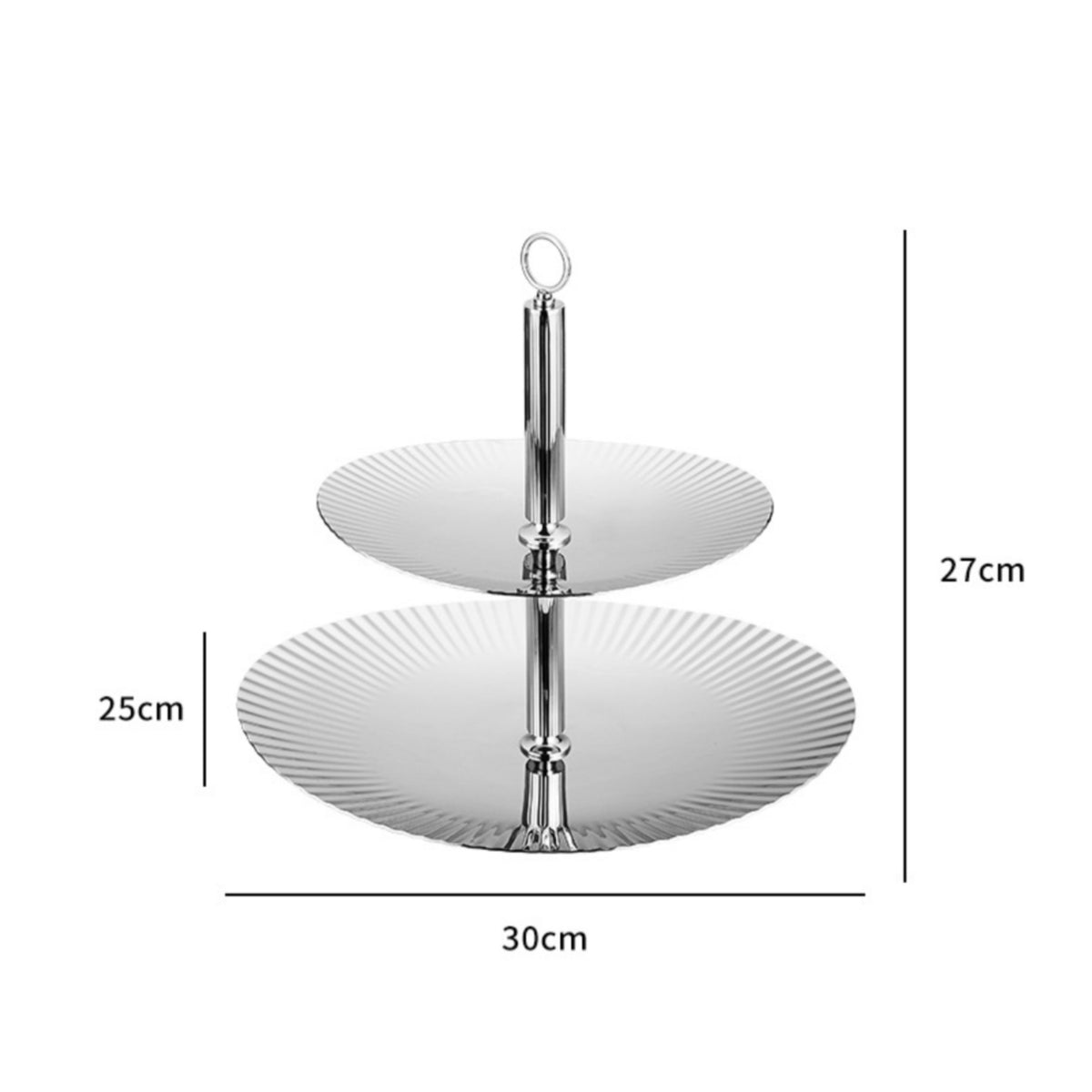 2 Tier Serving Stand Stainless Steel Oval Fruit Basket Sturdy Tableware for Dining Table, Kitchen Counter, Parties
