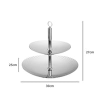 2 Tier Serving Stand Stainless Steel Oval Fruit Basket Sturdy Tableware for Dining Table, Kitchen Counter, Parties