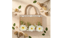 Jute Tote Bag Structured Rectangular Tote Bag Effortless to Tidy Daily Carrier for Gift Carrying