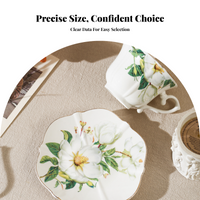 Latte Cup with Saucer Floral Pattern Coffee Mug Giftable Gift Choice for Tea Lovers, Cafe Owners, Restaurant, Kitchen, Breakfast