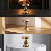 Tabletop Metal Candle Holder Gold-Toned Candle Holder with Pedestal Base Minimalist Candlestick Small for Candlelight Dinner