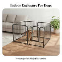 Reinforced Frame Indoor Dog Playpen Multiple Shape Configurations Folding Metal Pet Fence Walk-Through Door Metal Wire Pet Fence Tool-Effortless Assembly for Small Dogs, Young Dogs