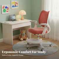 Ergonomic Support Adjustable child's Task Chair Stable Base Adjustable Posture Chair Lockable Casters kids' Furniture With Footrest for Children, Students, Writing, Studying, Study Room, literature engagement
