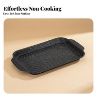 Works on Multiple Stoves Maifan Stone Grill Pan Easy to Clean Maifan Stone Coated Pan High Temperature Resistant for Outdoor, Camping