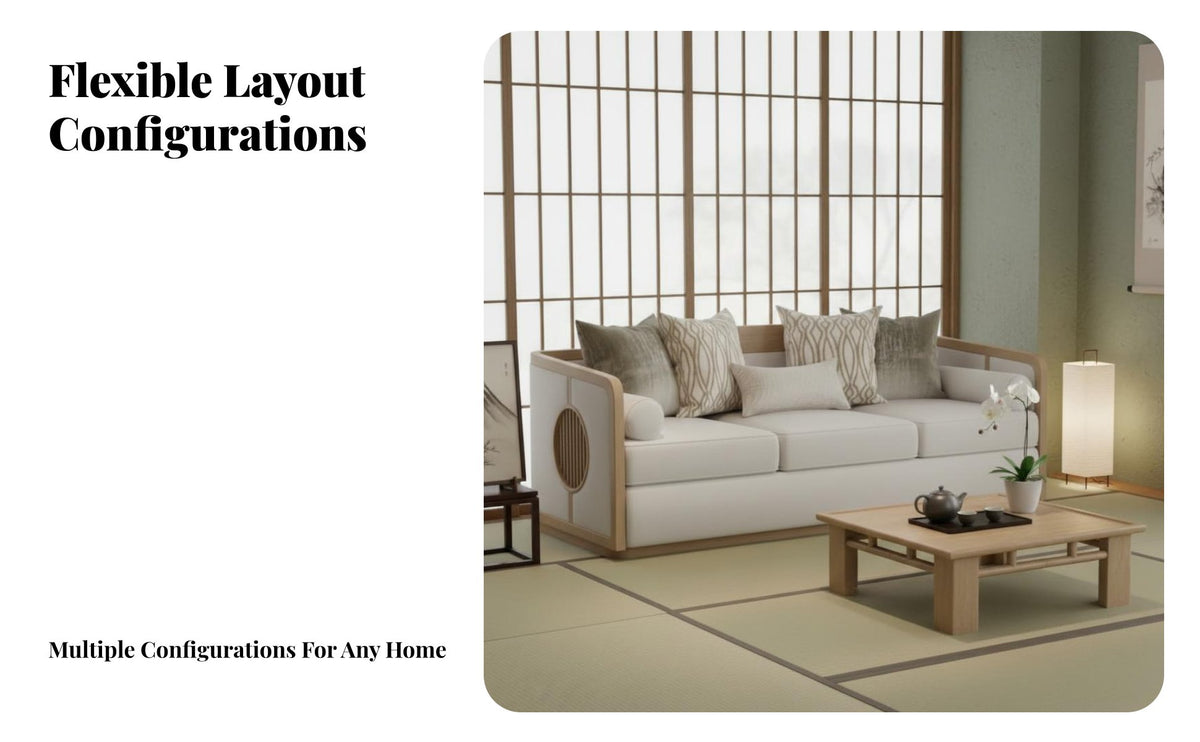 New Chinese aesthetic 3-Piece Wooden Seating set serene Inspired Design Sofa Set full Wood Frame Household Furniture Minimalist Modern for Apartment Dwellers, Entertainers, Living Room, Lounge, Reception Area, Sunroom