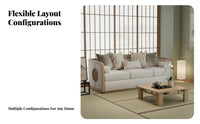 New Chinese aesthetic 3-Piece Wooden Seating set serene Inspired Design Sofa Set full Wood Frame Household Furniture Minimalist Modern for Apartment Dwellers, Entertainers, Living Room, Lounge, Reception Area, Sunroom