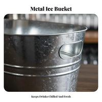 Galvanized Metal Ice Container Multipurpose Oval Metal Ice Container Galvanized Beverage Tub With Handles Oval Drink Chiller