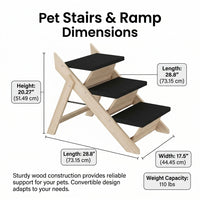 Dog Steps for Bed and Sofa with Adjustable Height, Wooden Ramp for Small to Medium Pets, Wide Stable Design for Home Furniture, Dachshund Friendly
