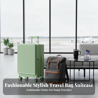 Expandable Front-Opening Hardside Suitcase Airline Approved Wheeled Cabin Luggage 360° Wheels Carry-on Bag Sturdy Construction for Travelers, Vacationers, Business Professionals, Airport, Vacation, Weekend Getaways, Study Abroad