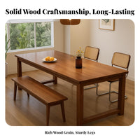 Solid Wood Dining Table Thickened Tabletop Rectangular Wooden Dining Table Sturdy Home Furniture for Families, Homeowners, Living Room