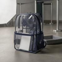 Waterproof Transparent Backpack Dustproof Backpack with Side Mesh Pockets Transparent Clear Bookbag Easy Clean for Students, Commuters, School, Stadium, Travel