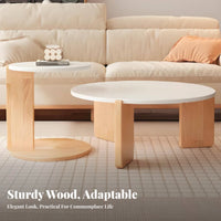 2 Pieces Round Shape Nesting Table Set Space-Saving Household Furniture Sturdy Construction Modern design for Apartment Dwellers, Homeowners, Families, Living Room, Small Spaces, Lounge Area, Bedroom