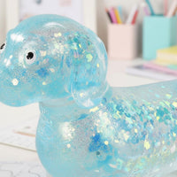 Glittery Dachshund Squishy Toy Soft Dachshund Squishy Glitter Gel Wiener Dog Stress Ball Anxiety Relief for Desk, Office
