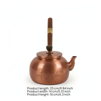 Copper Teapot Handmade Teapot with Wooden Handle Handcrafted Cookware