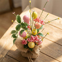 Easter Egg-Shaped Ornament Display Colorful Eggs Artificial Easter Branch Arrangement Festive Tabletop Seasonal Branch Display for Homeowners, Adults