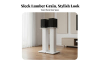 2 Pieces Wood Grain Finish Bookshelf Speaker Stand Universal Compatibility Floor Speaker Stand Anti-Slip Pads Audio Accessory Stable Base for Home Theater Enthusiasts, Audiophiles, KTV Room, Desktop