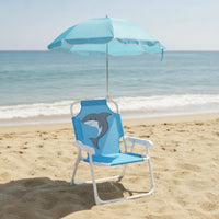 Outdoor Chair with Sun Shade Foldable Chair with Umbrella Portable Furniture Folding for Children, Toddlers, Beach, Patio, Garden