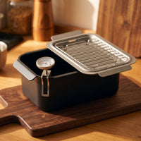 Rectangular Frying Pot Even Heating Deep Fryer Pot with Thermometer Cookware for Home Cooks, Apartment Cooking