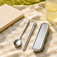 Travel Utensils for On-the-Go, Durable Camping Cutlery Set Made of 316L Metal Alloy, Perfect for University, Office & Outings