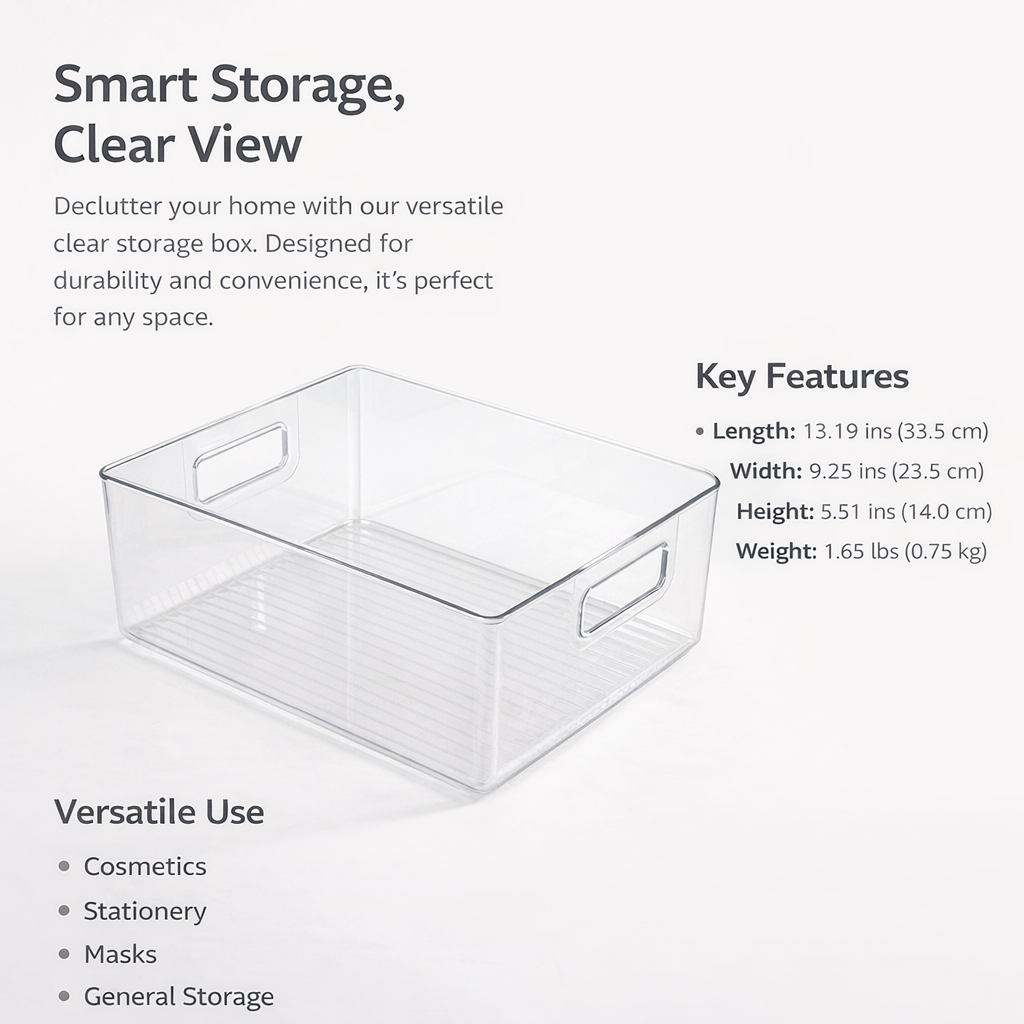 Acrylic Display Case with Handle, Clear Stackable Storage Box, Bathroom Organizers and Transparent Cosmetics Organizer