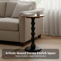 French Inspired Solid Wood End Table Retro Design Solid Wood Coffee Table Elegant Design Nightstand Stable Weighted Base for Interior Designers, Apartment Dwellers, Homeowners, Living Room, Bedroom, Small Areas, Entryway