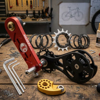 Single-Speed Chain Tensioner Double-Pulley Single Speed Chain Tensioner CNC-Machined Bike Part for Mountain Bikers, Cyclists