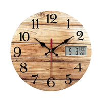 Analog Wall Clock with LCD Display Silent for Bedroom
