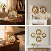 Vintage-Style Round Photo Frame Elegant Round Picture Frame Small Compact for Shelf