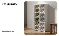 Space Saving Transparent Shoe Cabinet Large Capacity Stackable Shoe Box Dustproof Sneaker Display Case Heavy Duty for Adults, Entryway, Closet, Bedroom, Living Room