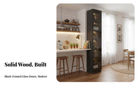 Dining Room Sideboard Hutch Solid Wood Construction Modern Beverage Bar Cabinet Multi-Functional Beverage Bar Storage Cabinet for Homeowners