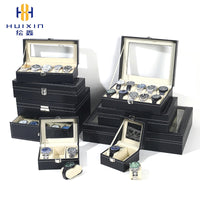 Leather Watch Box with Transparent Window, 5-Slot, Black
