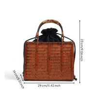 Bamboo Carry Box Artisanal Woven Handbag with Handle Handmade Bamboo Tote for Gift Presentation