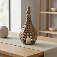 Warm Ambient Radiance Moroccan Design Candle Lantern Hanging or Freestanding Moroccan Design Hollow Lantern Hollow Metal Candlestick for Tabletop, Living Room, Wedding, Restaurant