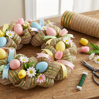 Easter Mesh Ribbon for Wreath, 10 Inch x 10 Yards Roll Deco Mesh Rolls Decorative Mesh for Spring Easter Baby Shower Party Decor