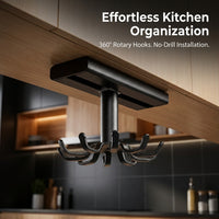 Cabinet Hanging Rack and Wall Organizer for Home Cook, Space Aluminium Under Shelf with Rotating Hooks