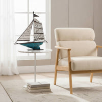 Iron Sailboat Decor Nautical Metal Sailboat Decor Coastal Ship Sculpture for Office