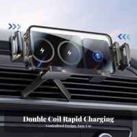 Double-CoilcoilCoil Automatic Clamping Cradle Foldable Design Auto-Clamping Charging Cradle 90-Degree Rotation Car Phsingle-Handedly Mount for Driving