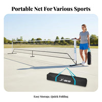 Easy Setup Portable Tennis Net Adjustable Height Folding Badminton Net Weather Resistant Outdoor Sport Equipment Locking Casters for Children, Beginners, Training, Backyard, Park