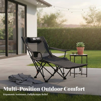 Breathable textile Adjustable Reclining portable bed with cranialrest Pillow Adjustable Folding Bed Lounge Chair for Campers, journeyers, Beachand moveers, Camping, journey, Backyard, long drives