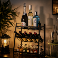 Metal Wine Rack, Bottle Rack, Wine Holder, Tabletop Wine Rack, Space-Saving, Dark Color