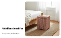 Multi-Functional Upholstered Storage Cube Comfortable Seating Ottoman Space-Saving Footstool Thick Upholstery for Families, Homeowners, Students, Entryway, Living Room, Bedroom