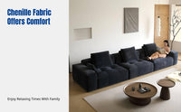 Minimalist Chenille Sofa, Configurable Sectional, Living Room, Elderly, Customizable