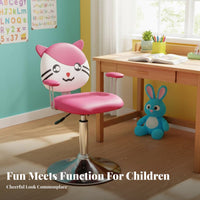 Adjustable Height Creature Face Rolling Stool With Footrest Study Chair Cartoon Design children's Furniture Easy to Clean for Students, Girls, Parents, Barber Shop, Bedroom, Playroom